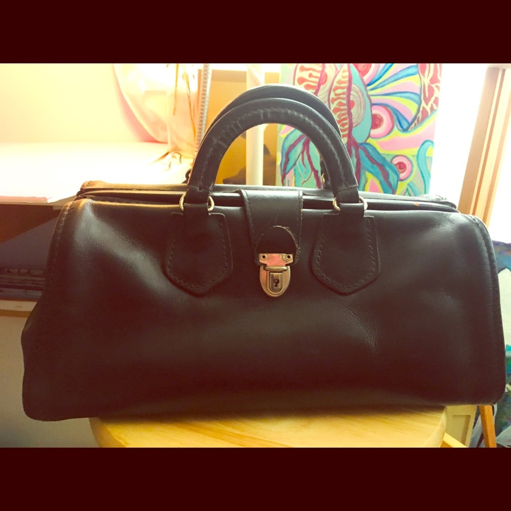 Vintage leather dr handbag Victorian gothic goth